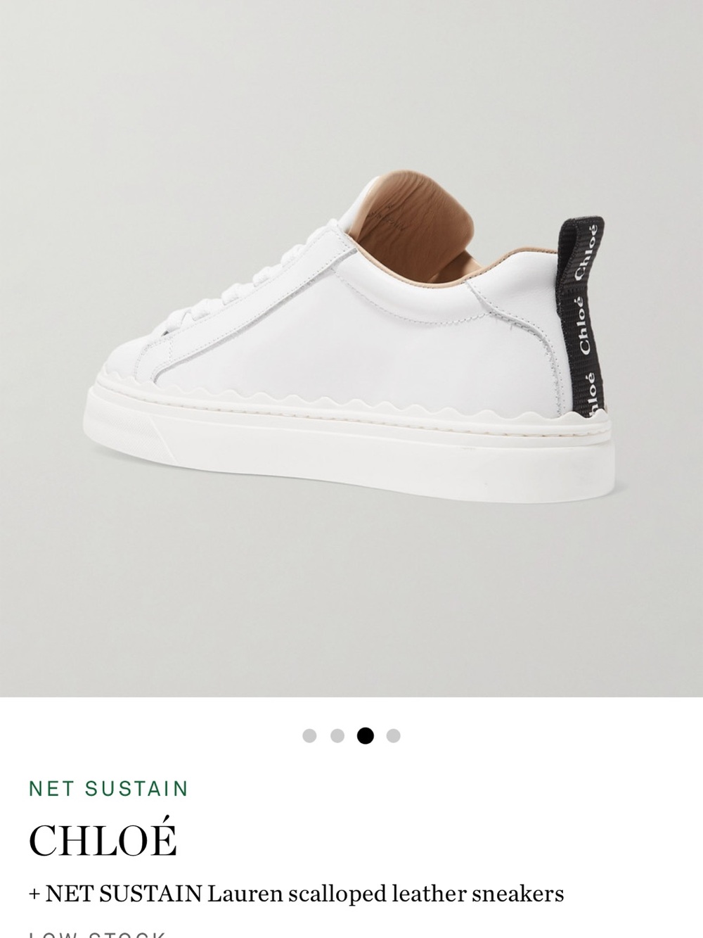 Chloé Scalloped White Leather Sneakers - Picture 2 of 3